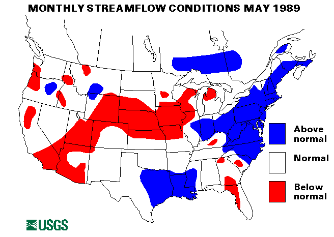 National Water Conditions Surface Water Conditions Map - May 1989