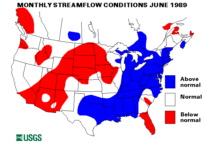 National Water Conditions Surface Water Conditions Map - June 1989
