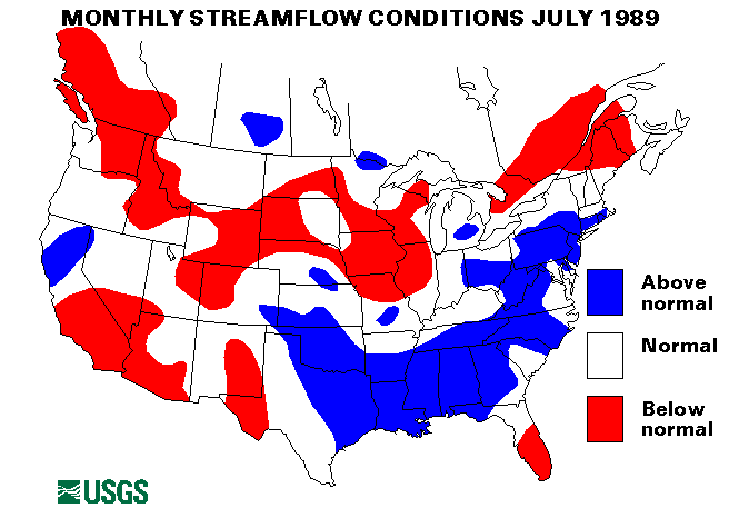 National Water Conditions Surface Water Conditions Map - July 1989