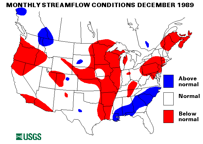 National Water Conditions Surface Water Conditions Map - December 1989
