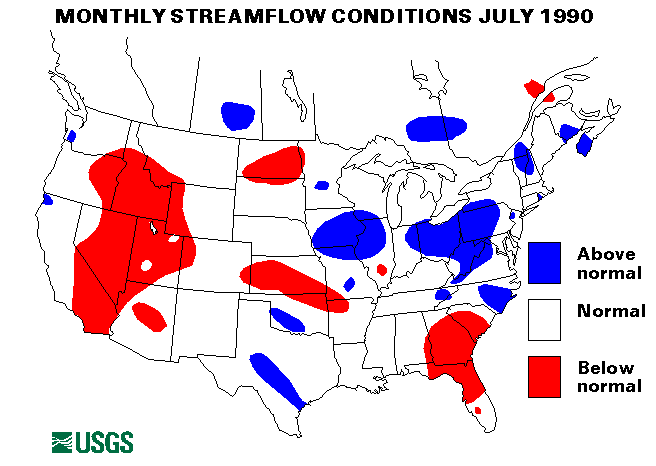 National Water Conditions Surface Water Conditions Map - July 1990