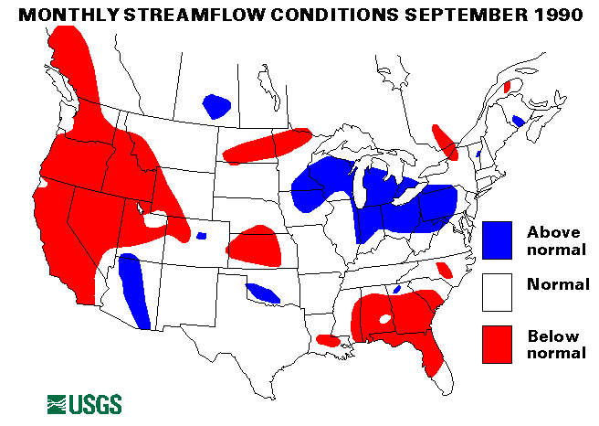 National Water Conditions Surface Water Conditions Map - September 1990