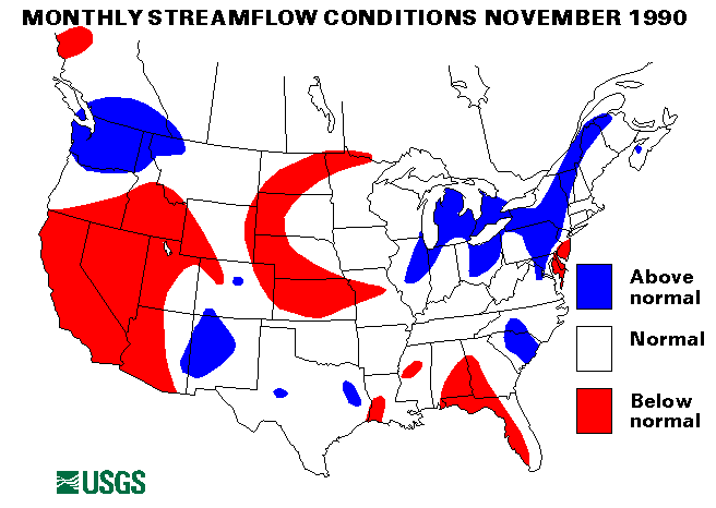 National Water Conditions Surface Water Conditions Map - November 1990