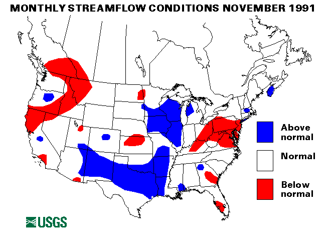 National Water Conditions Surface Water Conditions Map - November 1991