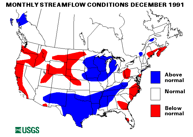 National Water Conditions Surface Water Conditions Map - December 1991