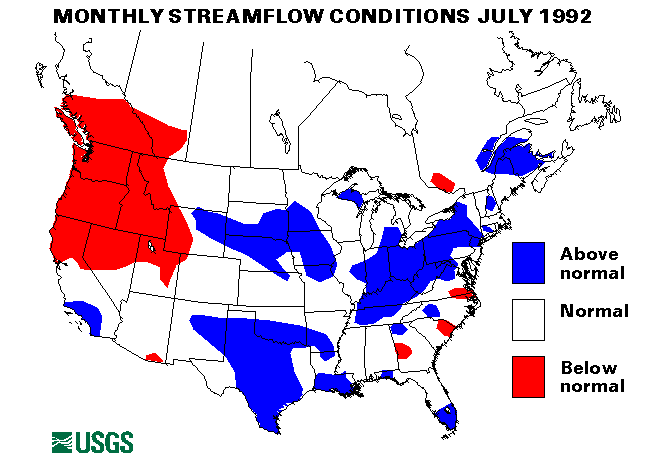 National Water Conditions Surface Water Conditions Map - July 1992