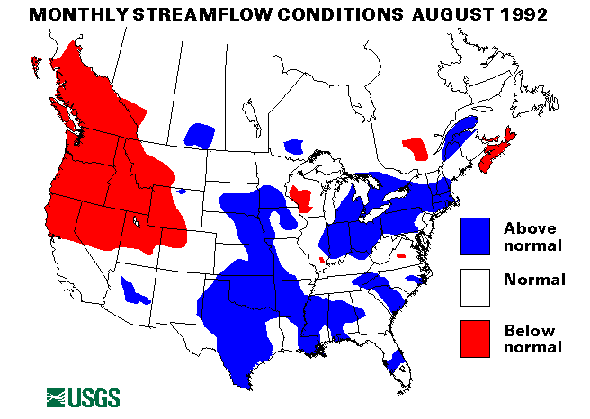 National Water Conditions Surface Water Conditions Map - August 1992