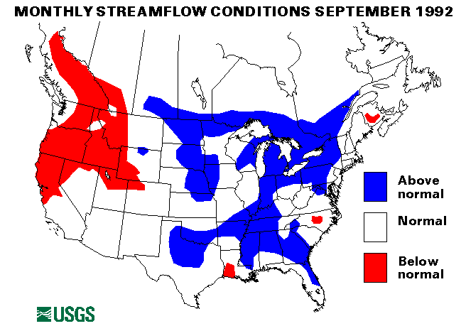 National Water Conditions Surface Water Conditions Map - September 1992