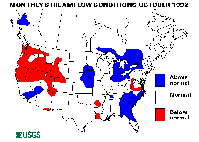 National Water Conditions Surface Water Conditions Map - October 1992