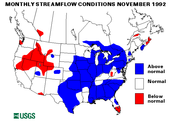National Water Conditions Surface Water Conditions Map - November 1992