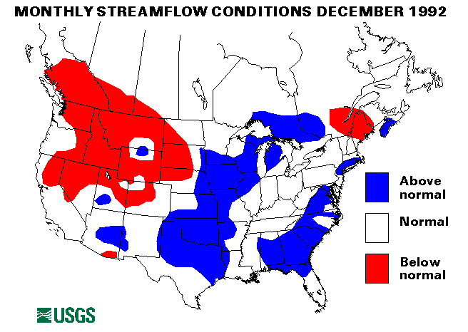 National Water Conditions Surface Water Conditions Map - December 1992