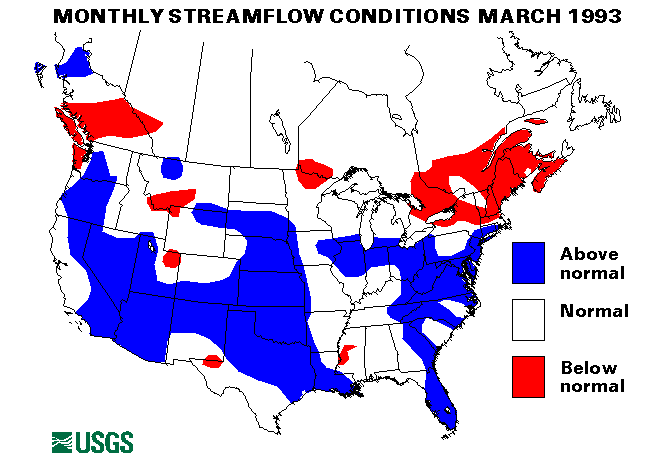 National Water Conditions Surface Water Conditions Map - March 1993