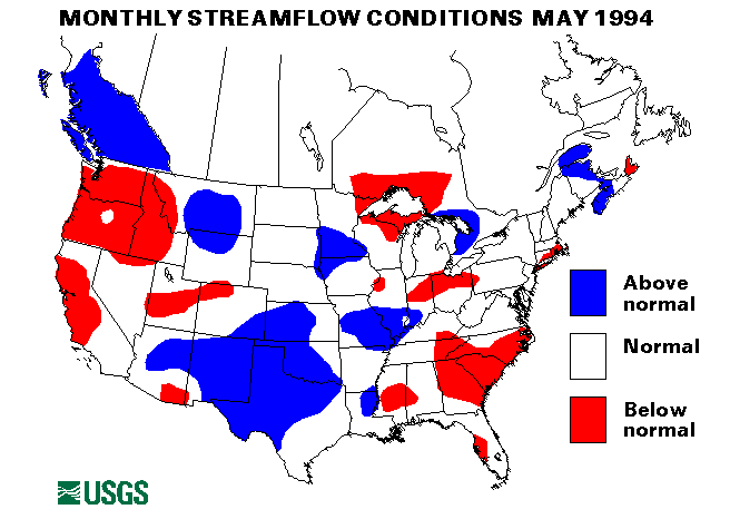 National Water Conditions Surface Water Conditions Map - May 1994
