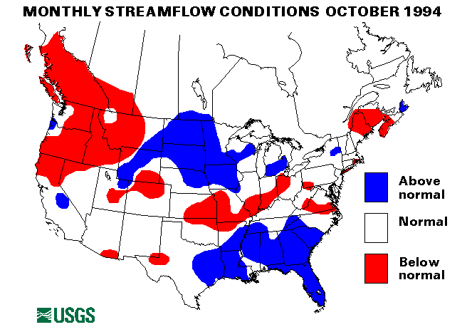 National Water Conditions Surface Water Conditions Map -October  1994