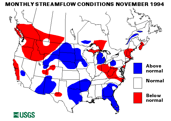 National Water Conditions Surface Water Conditions Map - November 1994