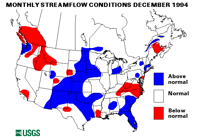 National Water Conditions Surface Water Conditions Map - December 1994
