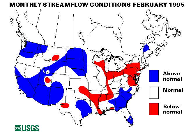 National Water Conditions Surface Water Conditions Map - February 1995