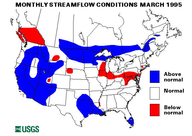 National Water Conditions Surface Water Conditions Map - March 1995