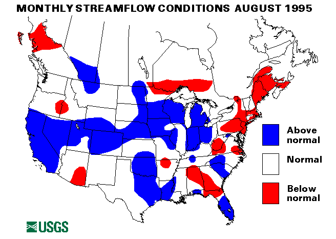 National Water Conditions Surface Water Conditions Map - August 1995