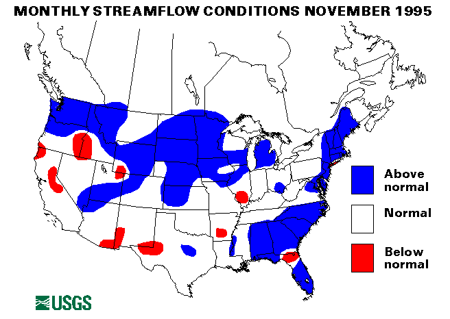 National Water Conditions Surface Water Conditions Map - November 1995