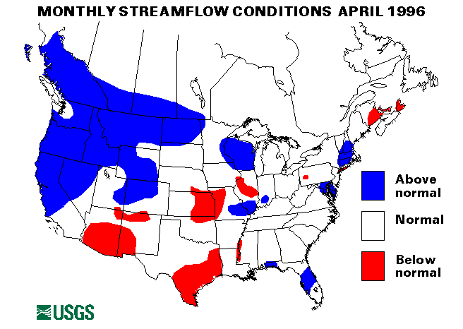 National Water Conditions Surface Water Conditions Map - April 1996