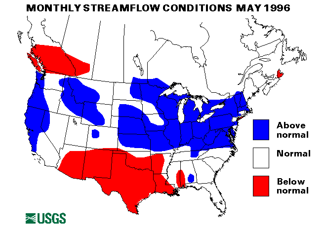 National Water Conditions Surface Water Conditions Map - May 1996