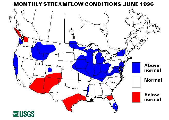 National Water Conditions Surface Water Conditions Map - June 1996