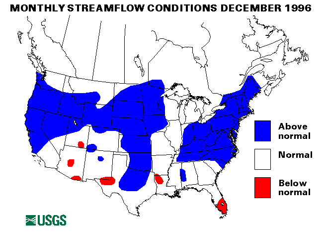 National Water Conditions Surface Water Conditions Map - December 1996