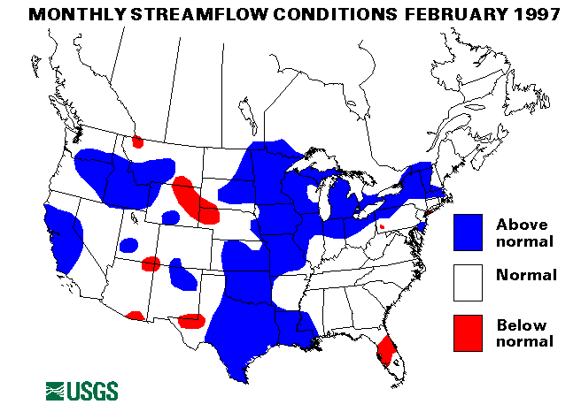 National Water Conditions Surface Water Conditions Map - February 1997