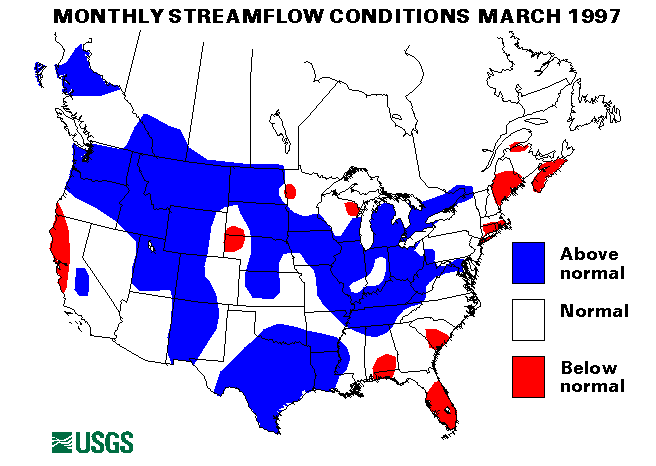 National Water Conditions Surface Water Conditions Map - March 1997
