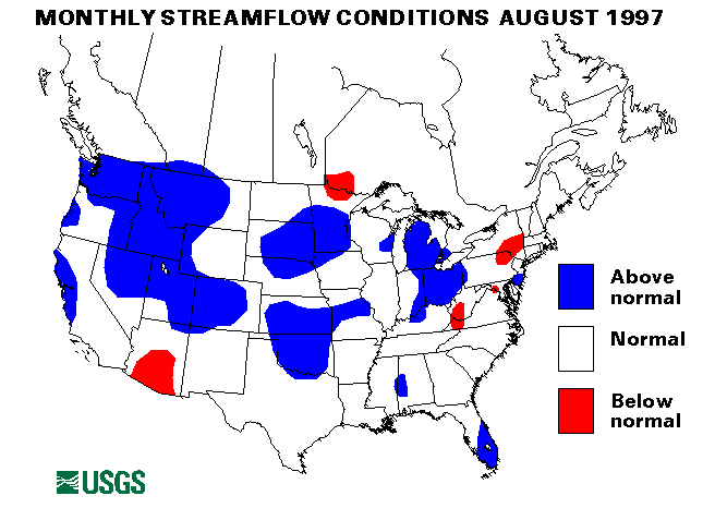 National Water Conditions Surface Water Conditions Map - August 1997