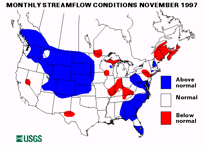National Water Conditions Surface Water Conditions Map - November 1997