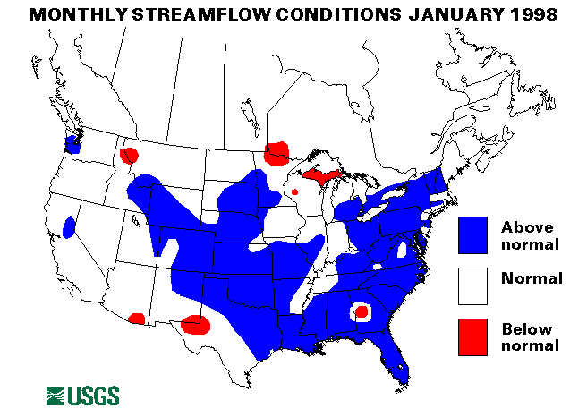 National Water Conditions Surface Water Conditions Map - January 1998