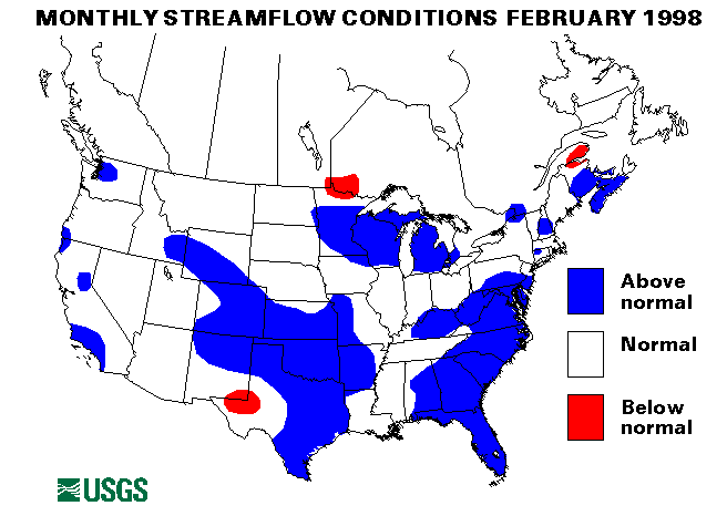 National Water Conditions Surface Water Conditions Map - February 1998
