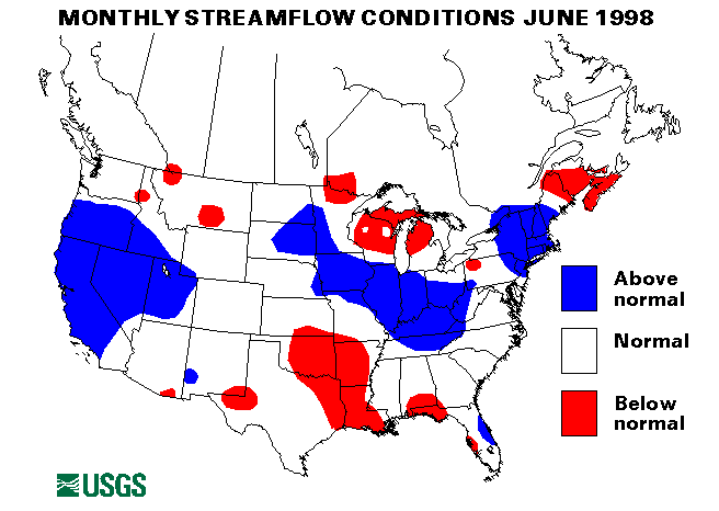 National Water Conditions Surface Water Conditions Map - June 1998