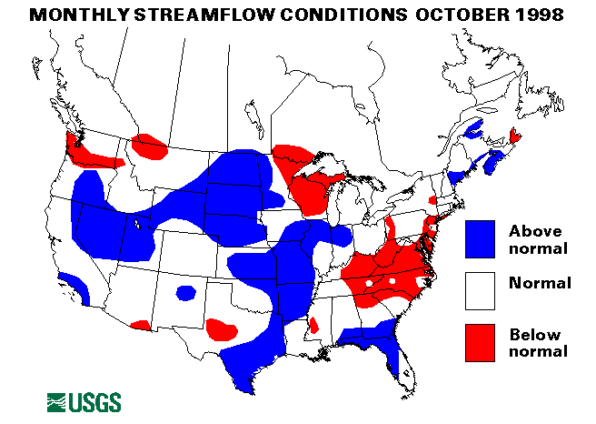 National Water Conditions Surface Water Conditions Map - October 1998