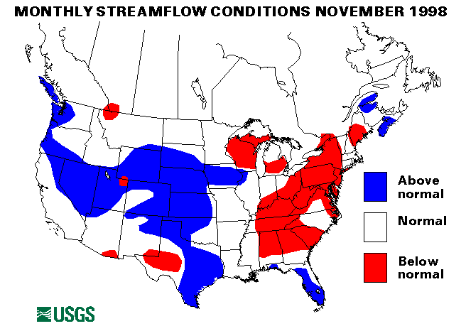 National Water Conditions Surface Water Conditions Map - November 1998