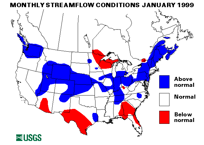 National Water Conditions Surface Water Conditions Map - January 1999