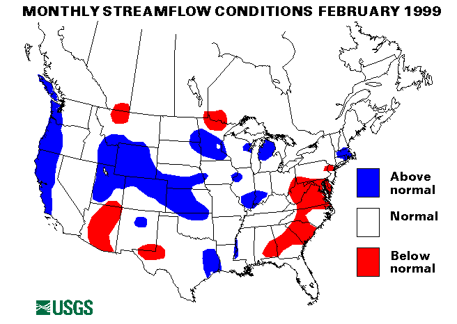 National Water Conditions Surface Water Conditions Map - February 1999