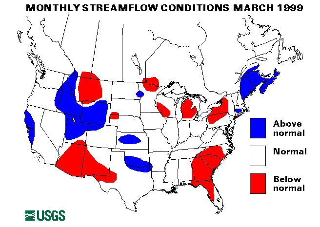 National Water Conditions Surface Water Conditions Map - March 1999