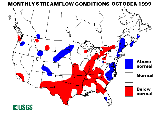 National Water Conditions Surface Water Conditions Map - October 1999