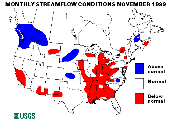 National Water Conditions Surface Water Conditions Map - November 1999