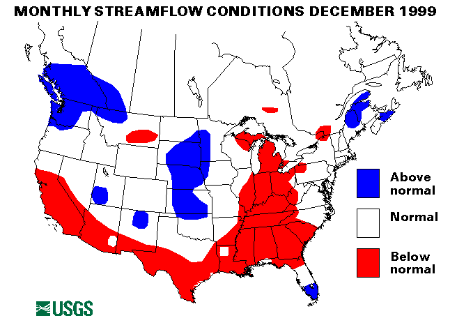 National Water Conditions Surface Water Conditions Map - December 1999
