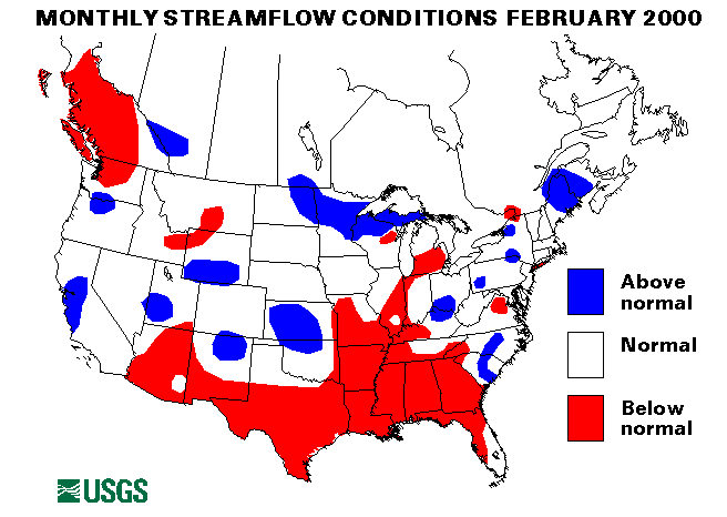 National Water Conditions Surface Water Conditions Map - February 2000