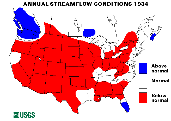 National Water Conditions Map - water year 1934
