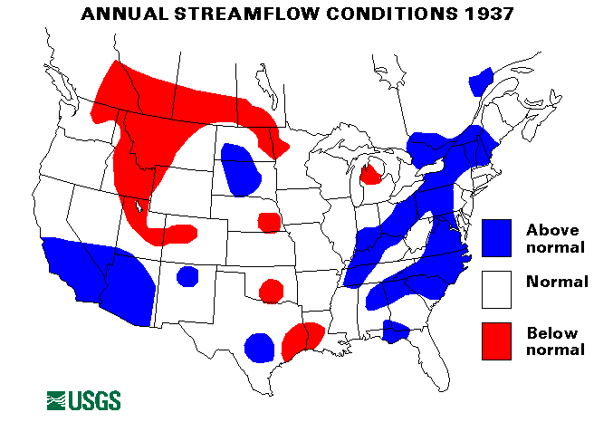 National Water Conditions Map - water year 1937