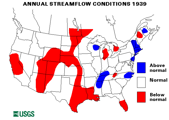 National Water Conditions Map - water year 1939