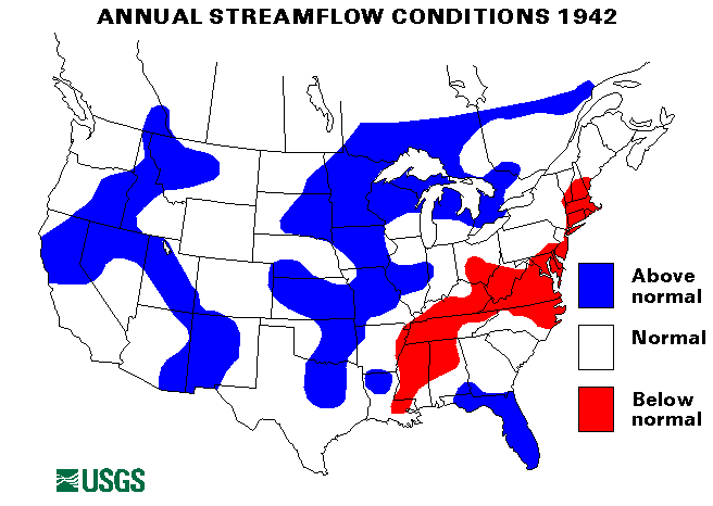 National Water Conditions Map - water year 1942