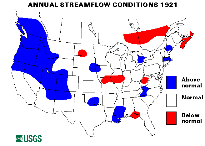National Water Conditions Map - water year 1921