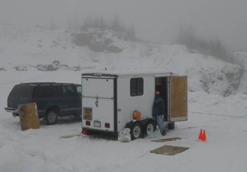  [Photo: radar trailer in the snow] 